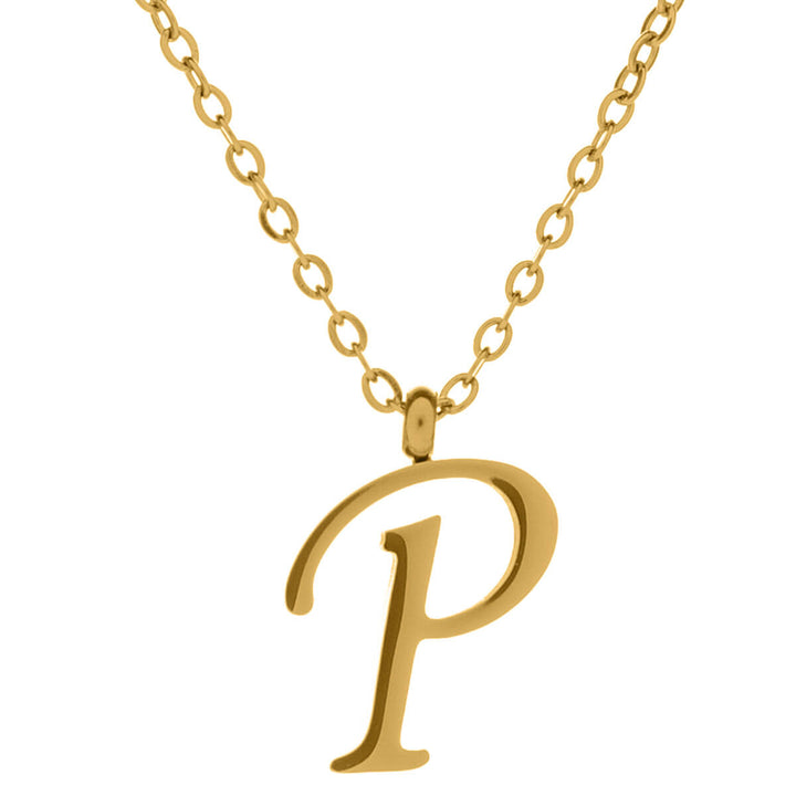 Gold letter necklace calligraphy letter – 18k surgical steel (316L)