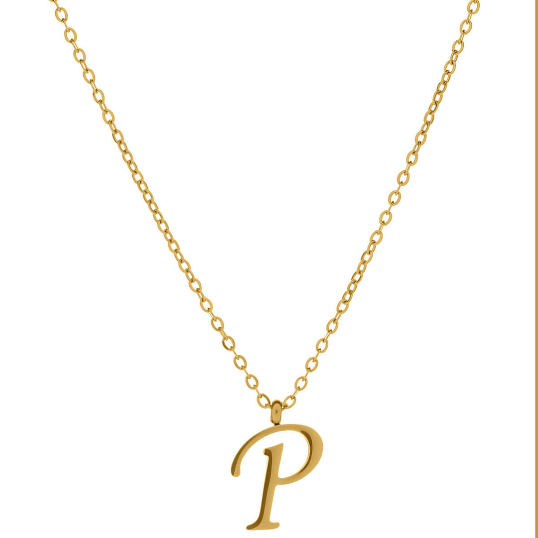 Gold letter necklace calligraphy letter – 18k surgical steel (316L)