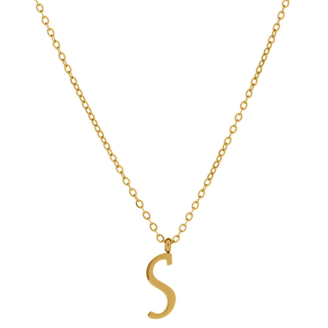 Gold letter necklace calligraphy letter – 18k surgical steel (316L)