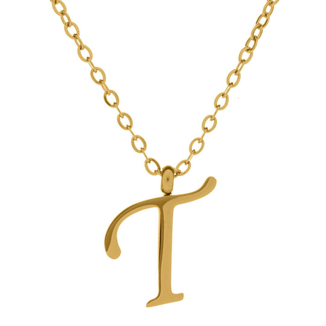 Gold letter necklace calligraphy letter – 18k surgical steel (316L)