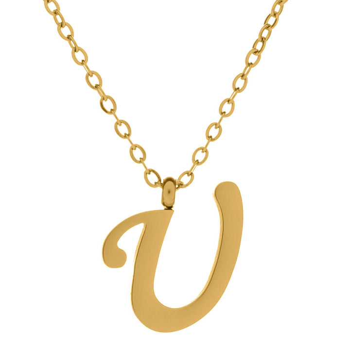 Gold letter necklace calligraphy letter – 18k surgical steel (316L)
