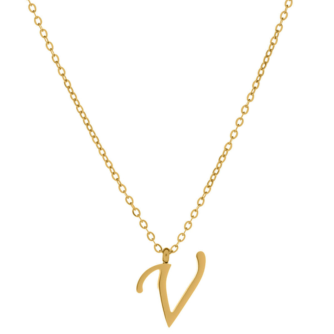 Gold letter necklace calligraphy letter – 18k surgical steel (316L)