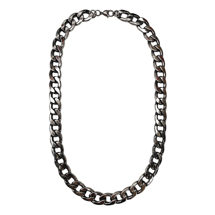 Thick, flat-braided chain necklace, 1.4 cm, 55 cm (316L stainless steel)