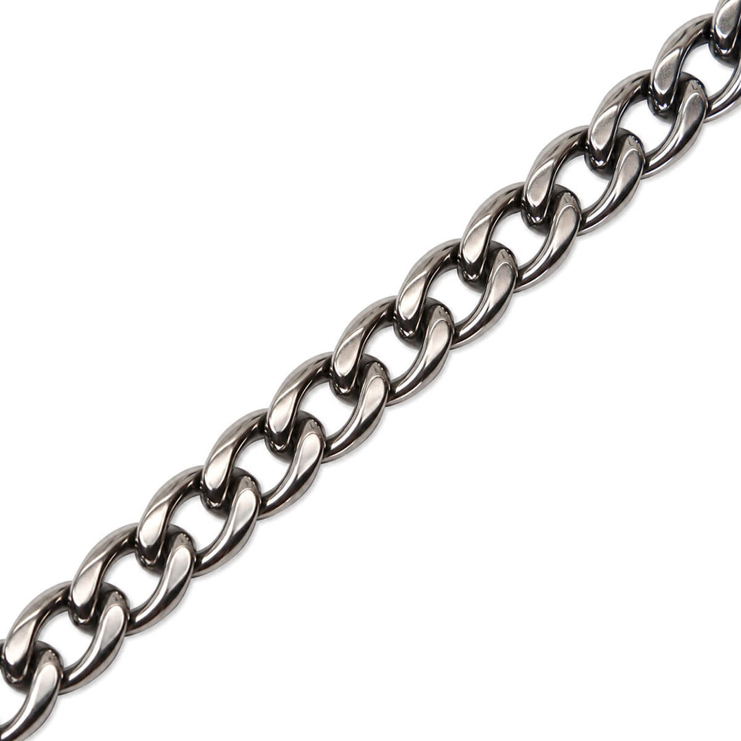 Litteä panssariketju teräksinen kaulaketju 1cm 55cm (Teräs 316L)