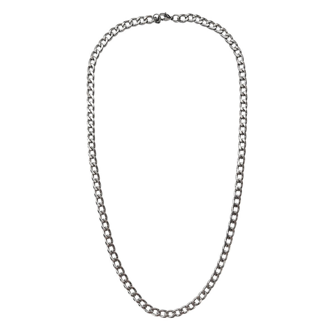 Litteä panssariketju teräksinen kaulaketju 6mm 55cm (Teräs 316L)
