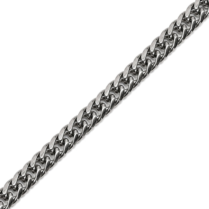 Dichte Panzerketten-Halskette aus Stahl mit abgerundeten Kettengliedern, 6 mm, 55 cm (Edelstahl 316L)