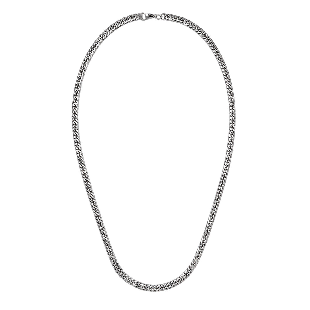 Dichte Panzerketten-Halskette aus Stahl mit abgerundeten Kettengliedern, 6 mm, 55 cm (Edelstahl 316L)