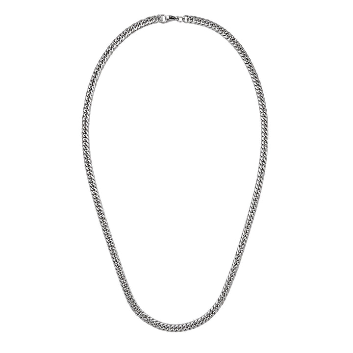 Dichte Panzerketten-Halskette aus Stahl mit abgerundeten Kettengliedern, 6 mm, 55 cm (Edelstahl 316L)