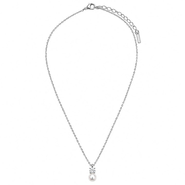 Delicate Pearl Zirconia Pendant Necklace (316L Stainless Steel)