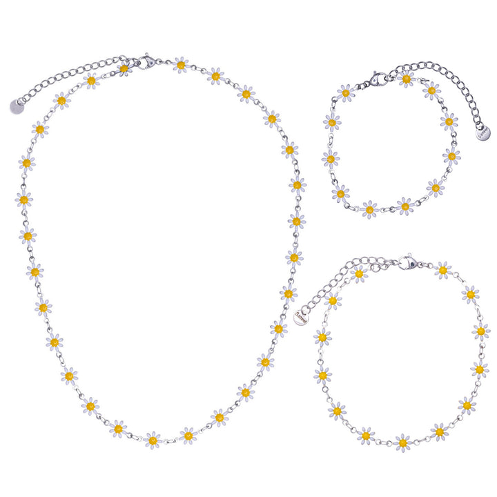 Daisy neck, ankle and bracelet set