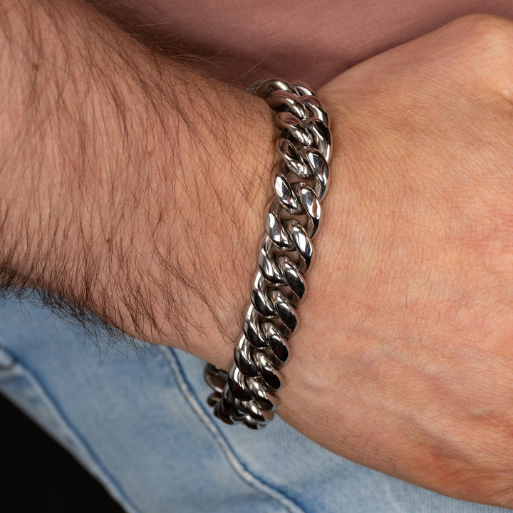 Steel armoured chain bracelet 1,4cm wide