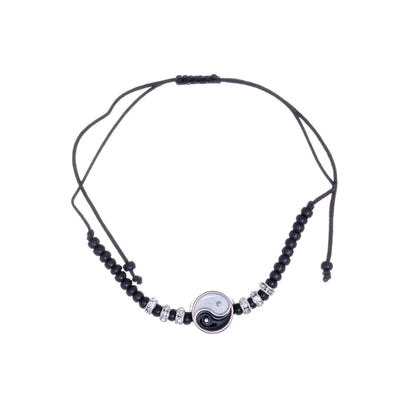 Yin yang friendship bracelet adjustable bead bracelet 2pcs
