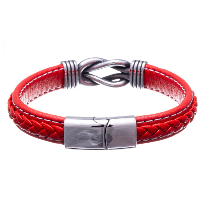 Artificial leather bracelet with knot decoration 22,5cm (Steel 316L)