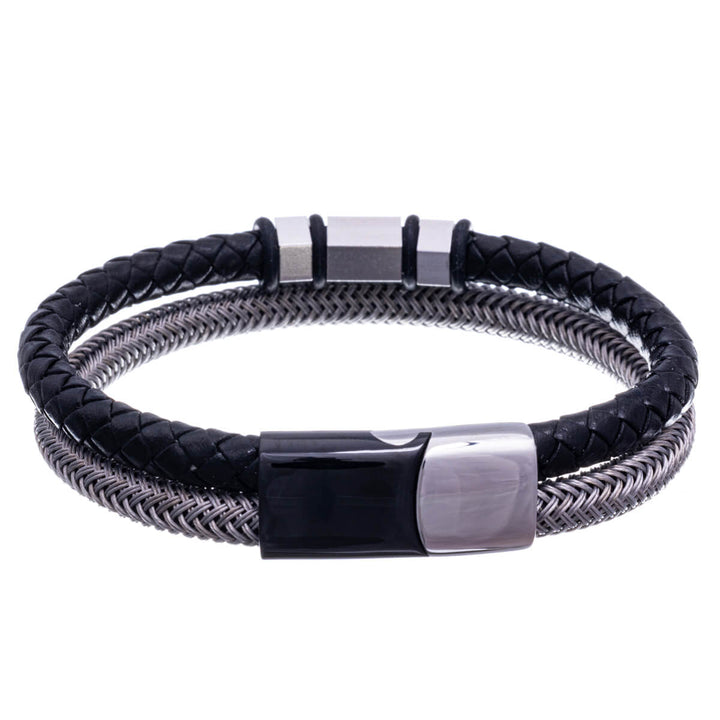 Zweireihiges Armband mit gewinkelten Stahlperlen 21cm (Stahl 316L)