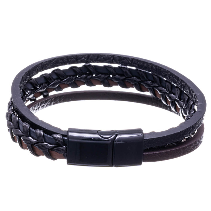 Three row leather bracelet 21cm