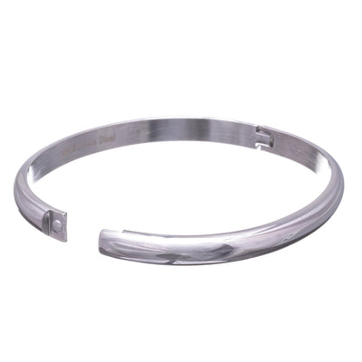 Curved steel bracelet with hinge