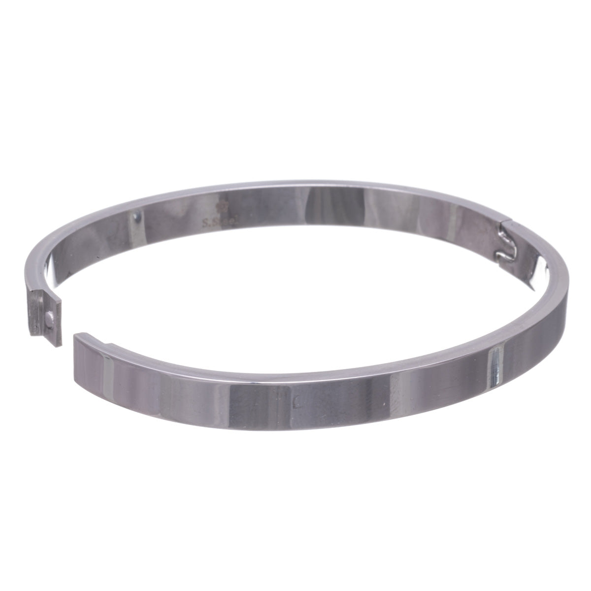 Flat steel bracelet with hinge