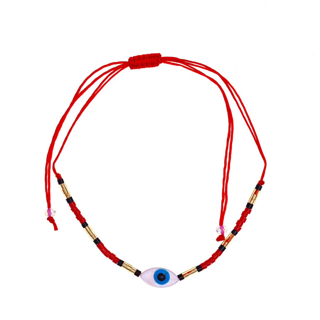 Adjustable evil eye bracelet with beads