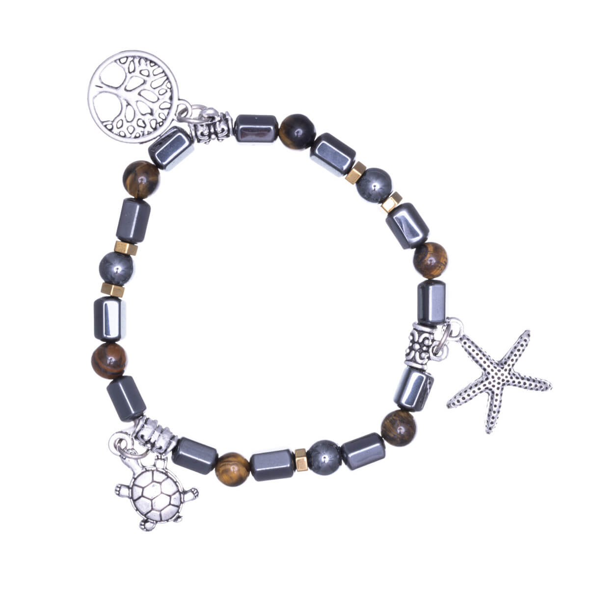 Hematite bracelet with pendants