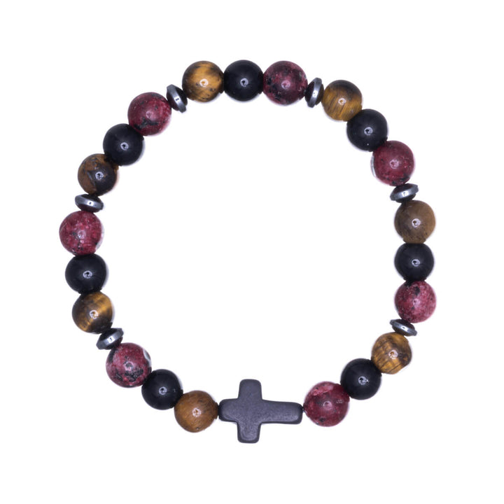 Colourful bead bracelet with cross