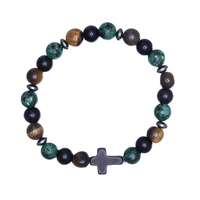 Colourful bead bracelet with cross