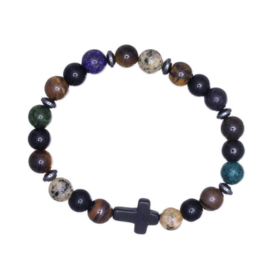 Colourful bead bracelet with cross