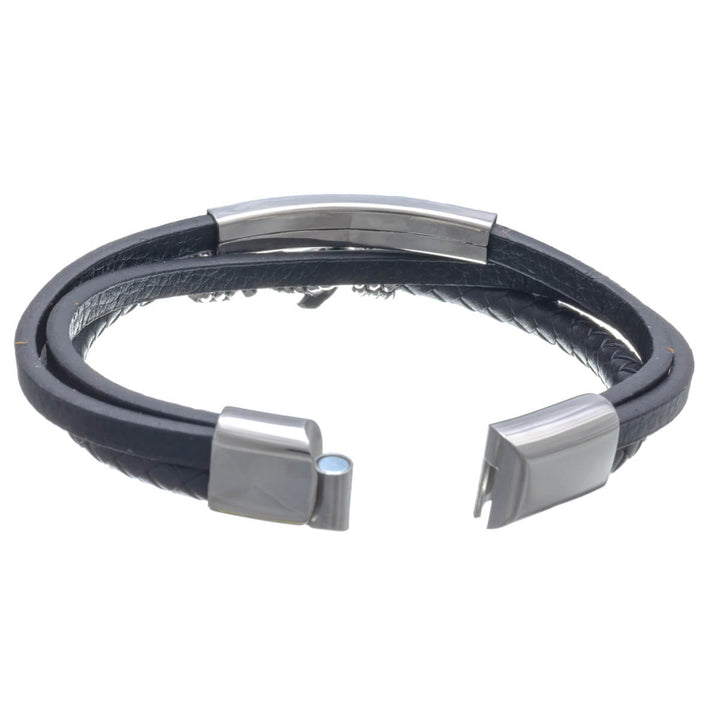 Schlichtes Lederarmband mit Anker (Stahl 316L)