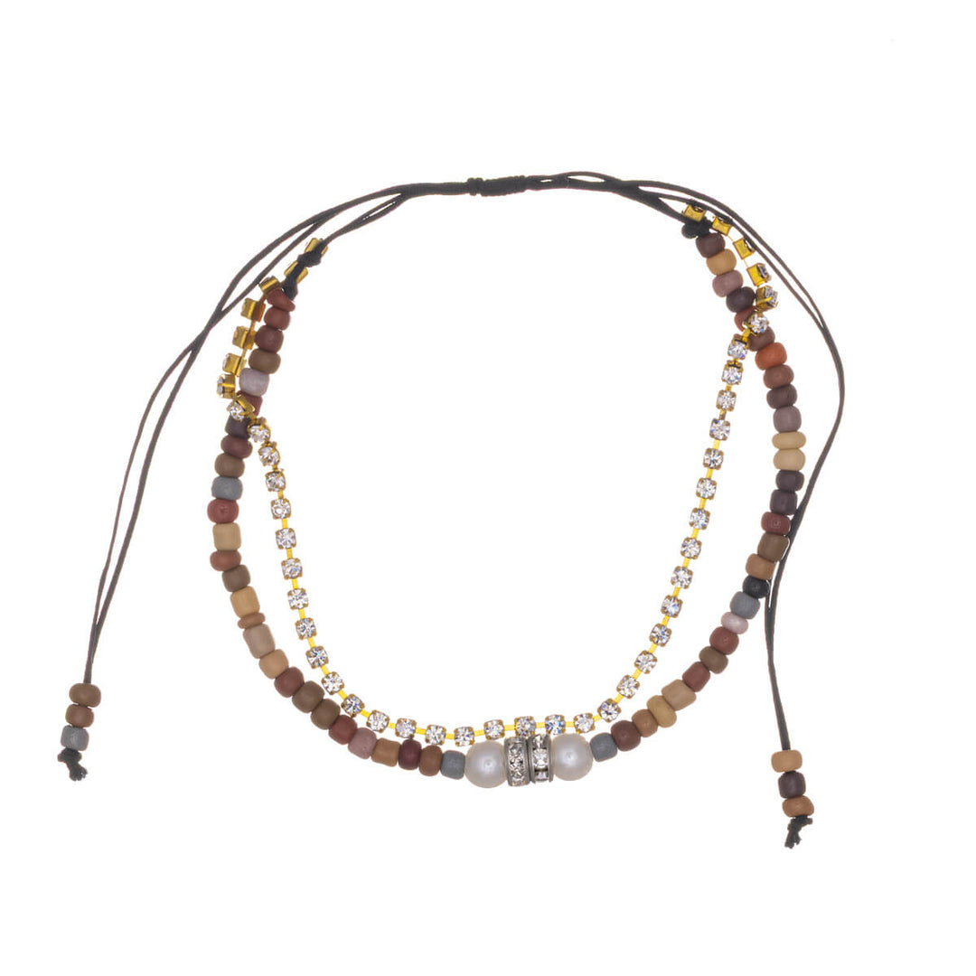 Zweireihiges verstellbares Armband mit Unendlichkeits-Anhänger