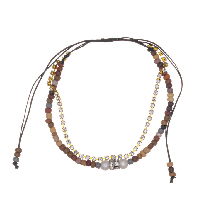 Zweireihiges verstellbares Armband mit Unendlichkeits-Anhänger