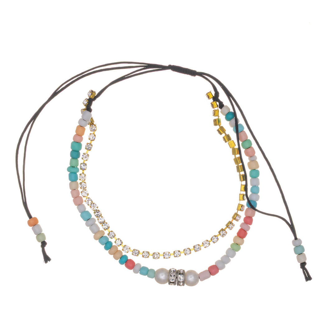 Zweireihiges verstellbares Armband mit Unendlichkeits-Anhänger