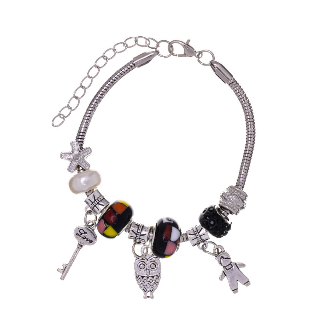 Bracelet with colourful beads and pendants