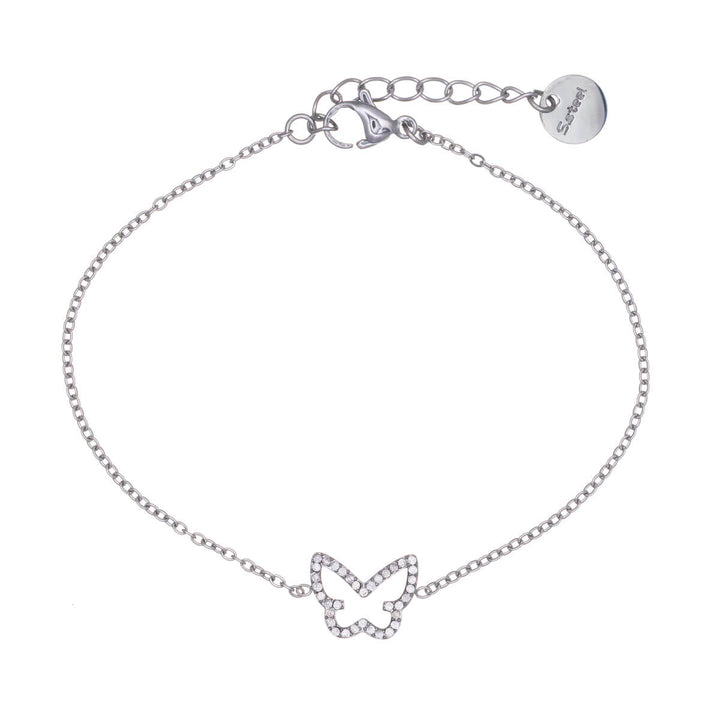 Steel zirconia butterfly bracelet (Steel 316L)