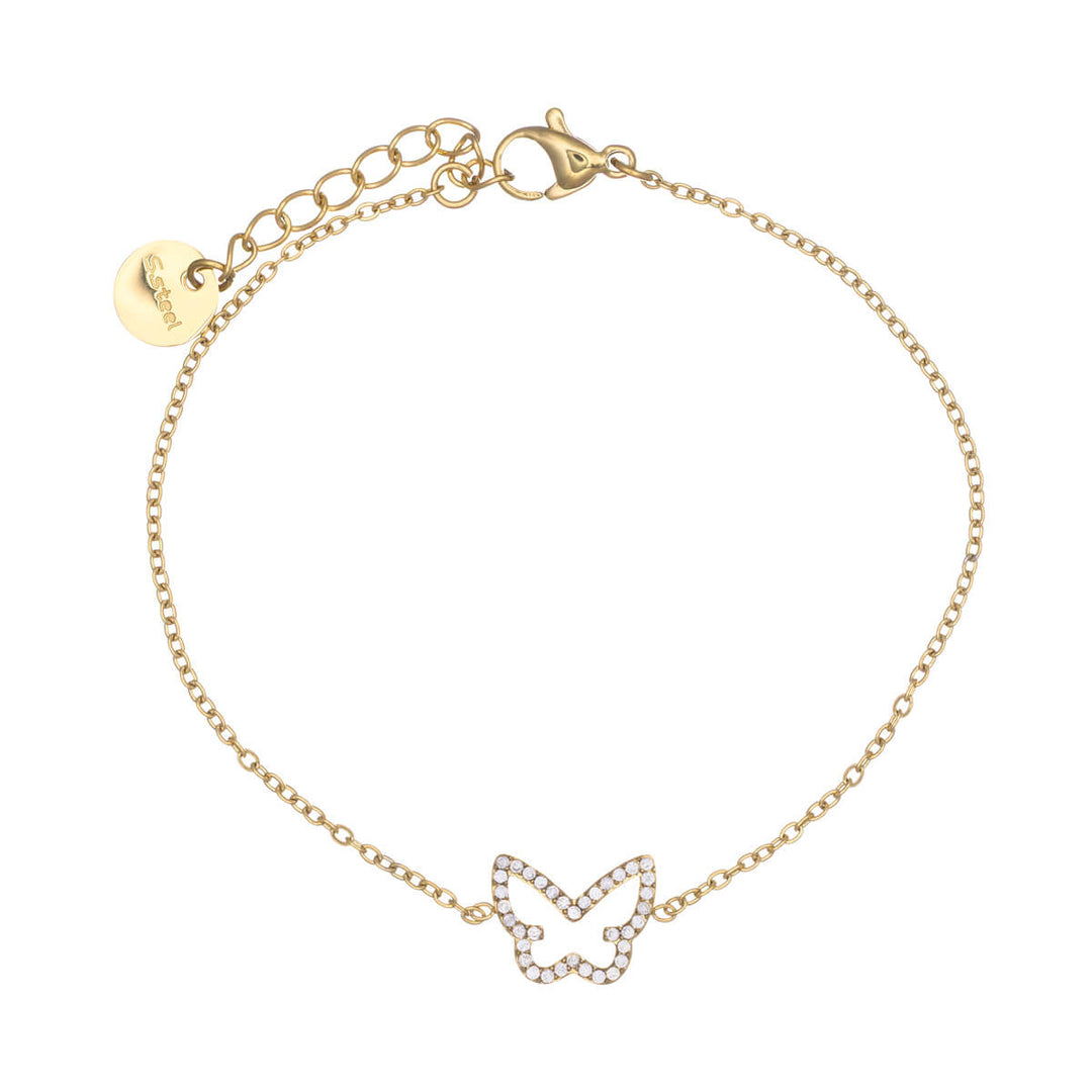 Steel zirconia butterfly bracelet (Steel 316L)