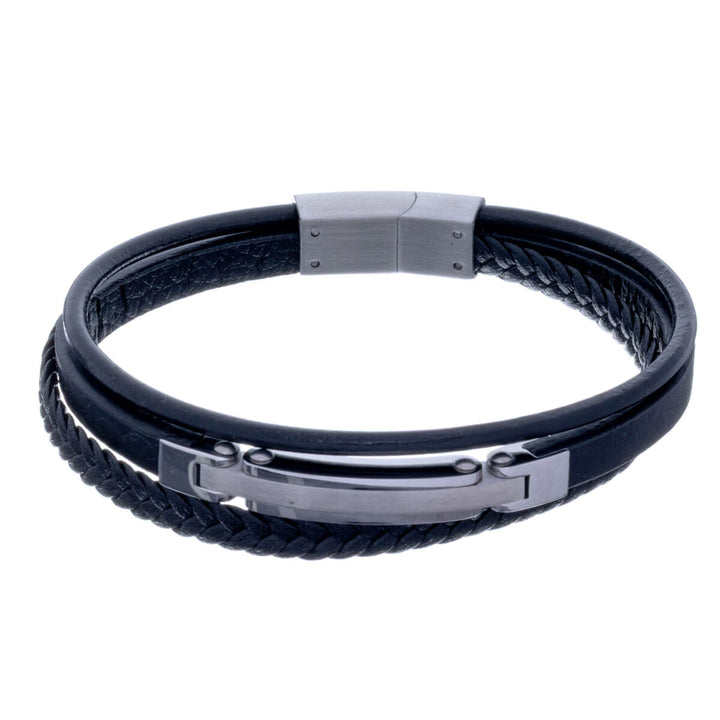 Kolmerivinen teräksinen laatta rannekoru (Teräs 316L)