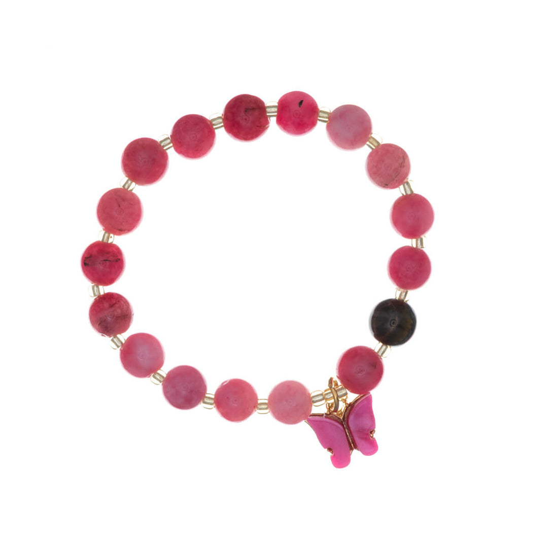 Steinperlenarmband mit Schmetterlingsanhänger