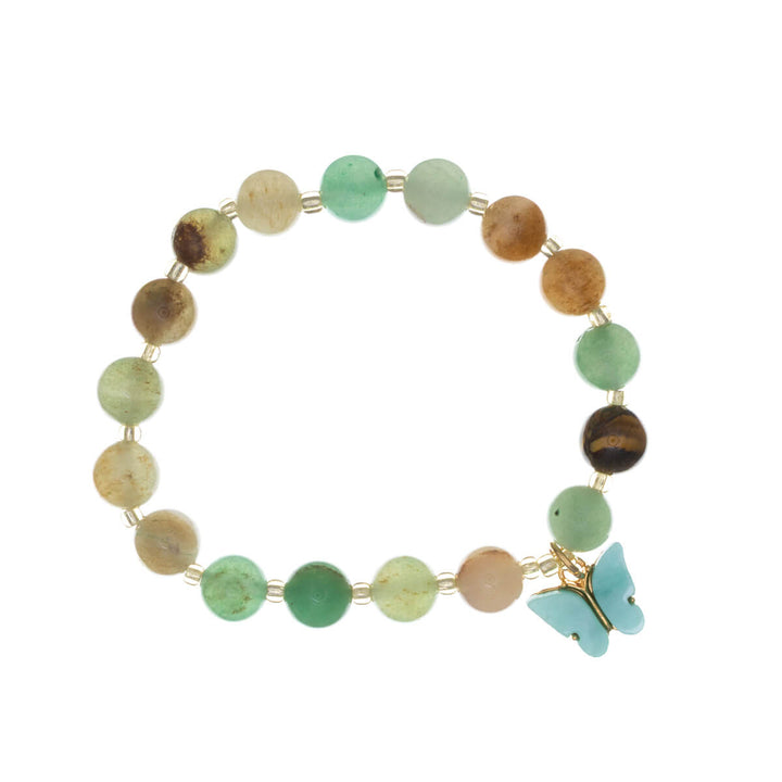 Steinperlenarmband mit Schmetterlingsanhänger