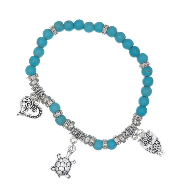 Flexible stone bracelet with pendants