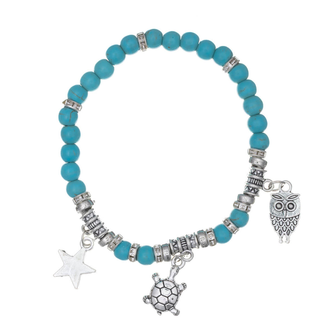 Flexible stone bracelet with pendants