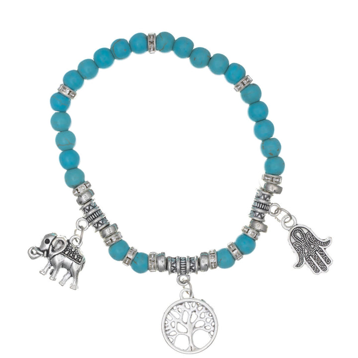 Flexible stone bracelet with pendants