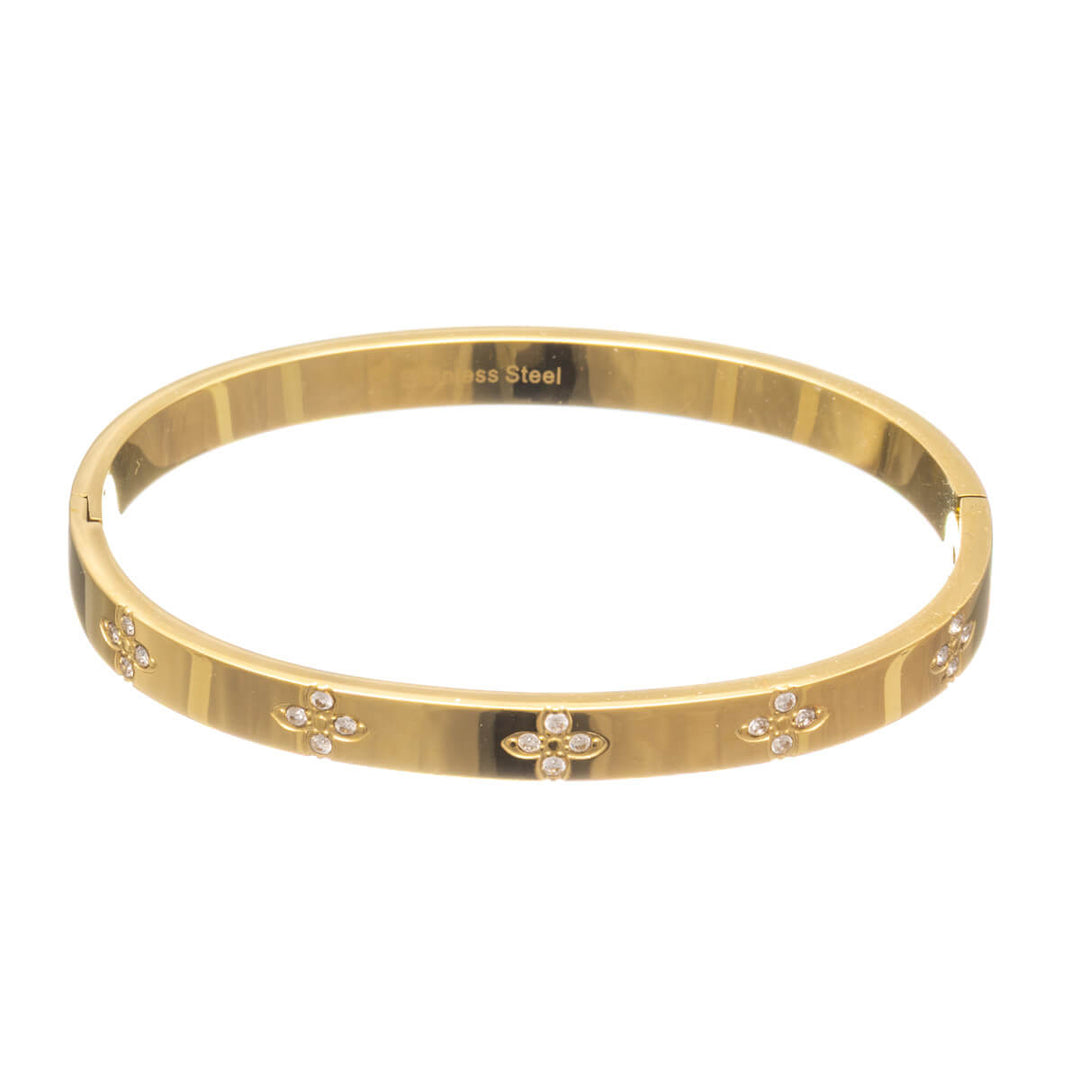 Blomstermönstrat stålarmband med gångjärn (Stål 316L)