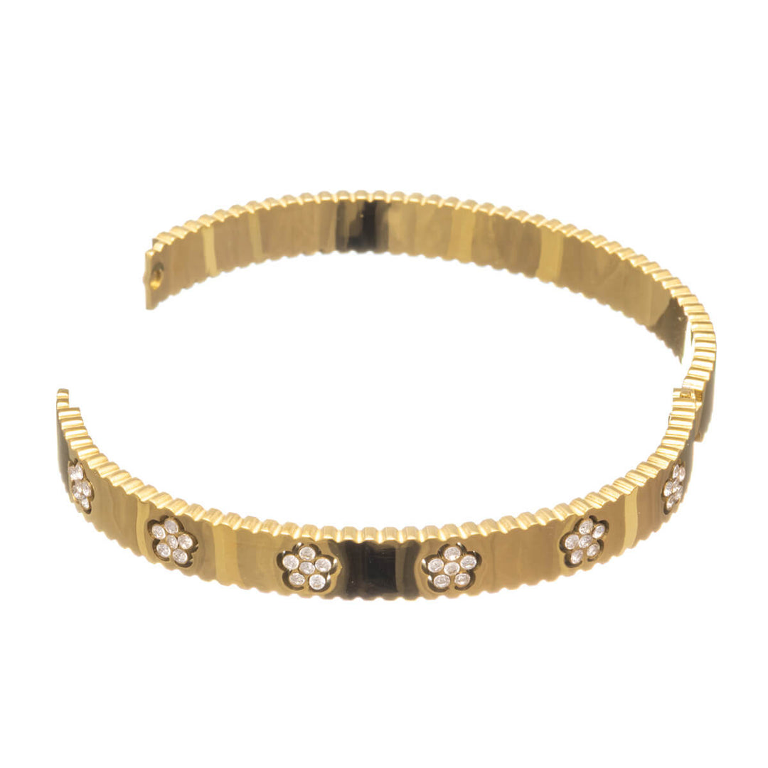 Flower patterned steel bracelet with hinge (Steel 316L)