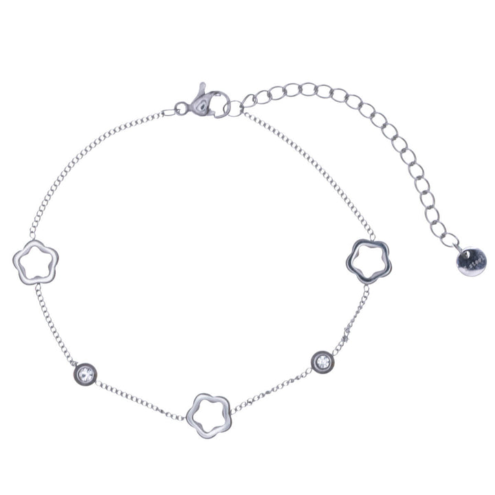 Flower pattern bracelet with zirconia stones (Steel 316L)