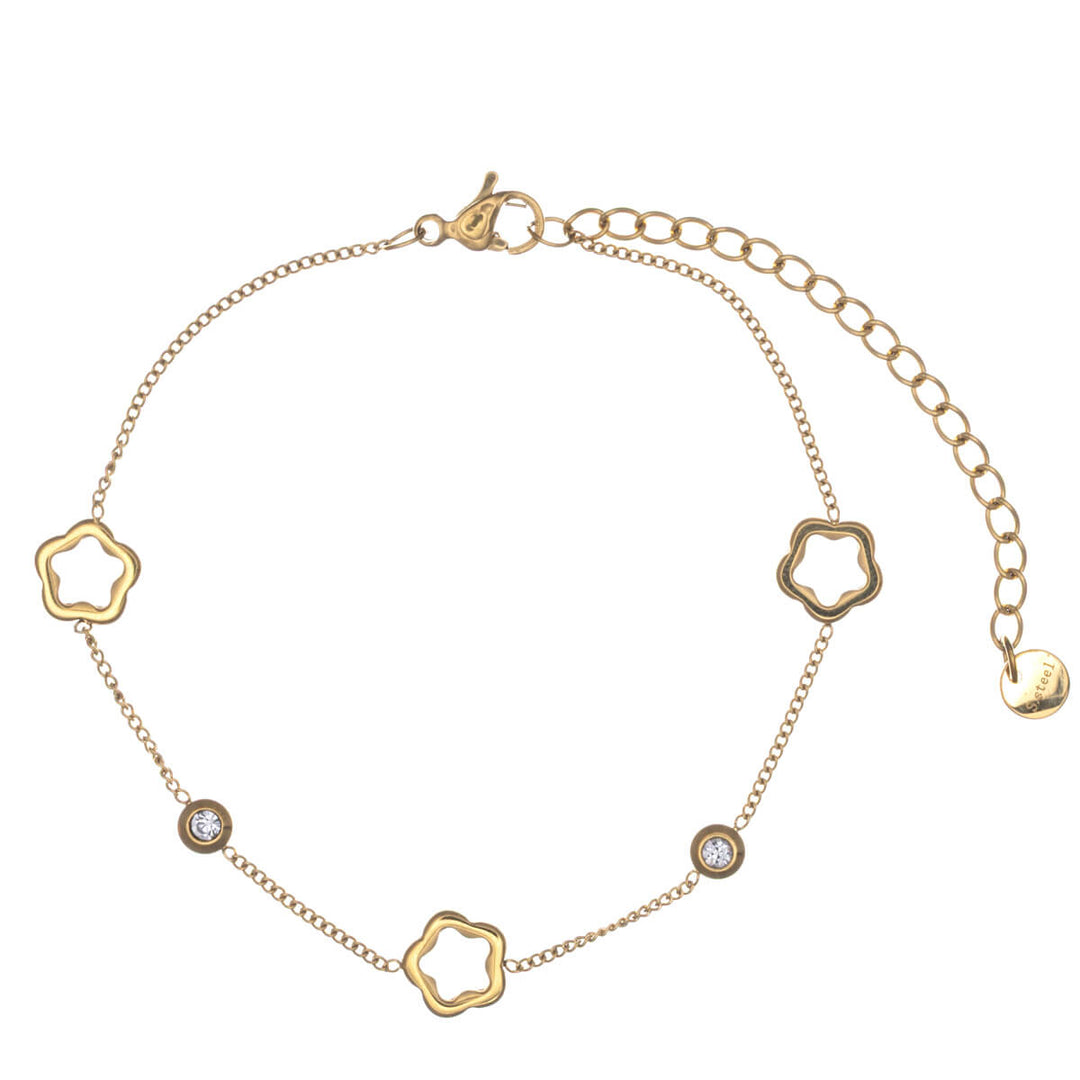 Flower pattern bracelet with zirconia stones (Steel 316L)