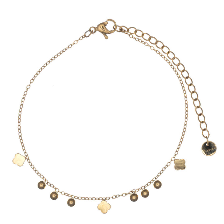 Stålarmband med pärl- och blomhängen (stål 316L)