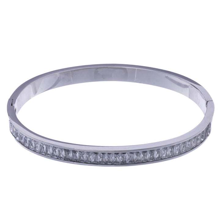 Stålarmband med gångjärn zirkonia stenar (Stål 316L)