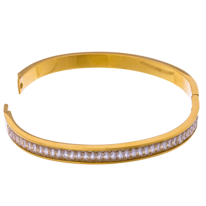 Stålarmband med gångjärn zirkonia stenar (Stål 316L)