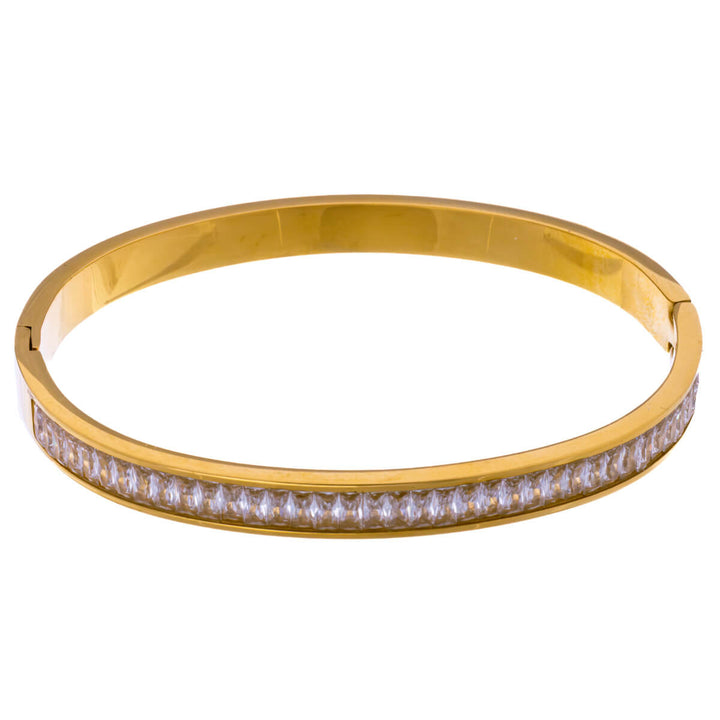 Stålarmband med gångjärn zirkonia stenar (Stål 316L)