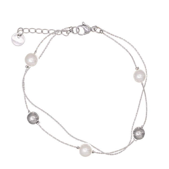 Thin double-row pearl bracelet (316L steel)