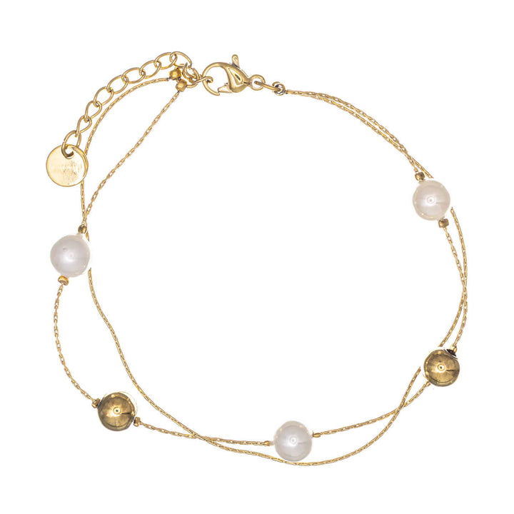 Thin double-row pearl bracelet (316L steel)