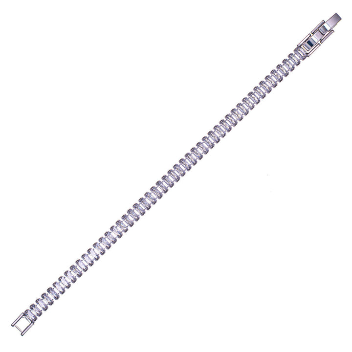 Wide baguette zirconia bracelet